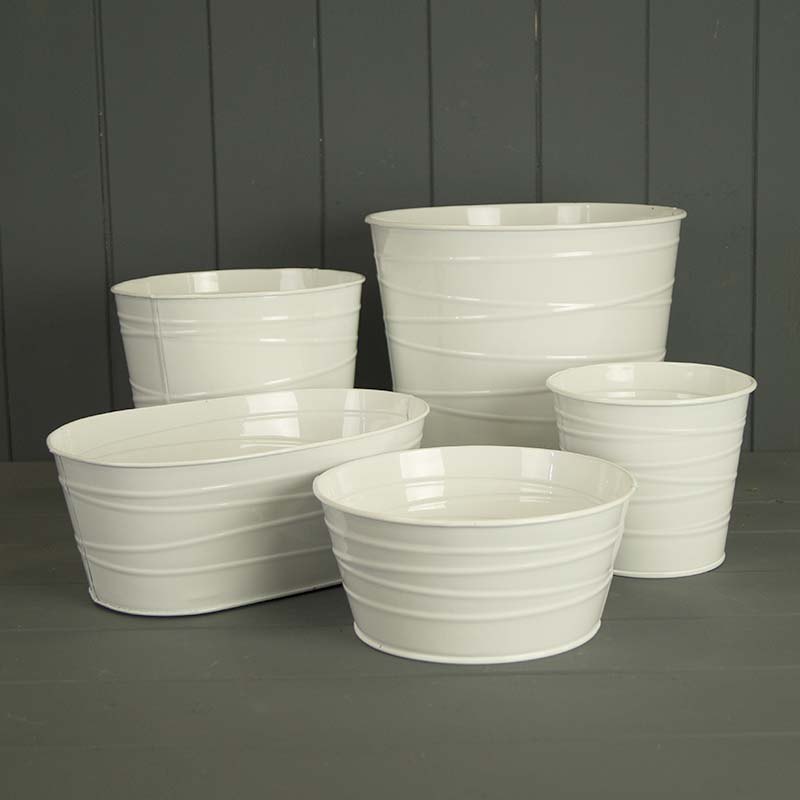 Collection of White Zinc Planters